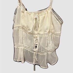 Kimchi Blue Sheer Ivory Lace-Trim Camisole